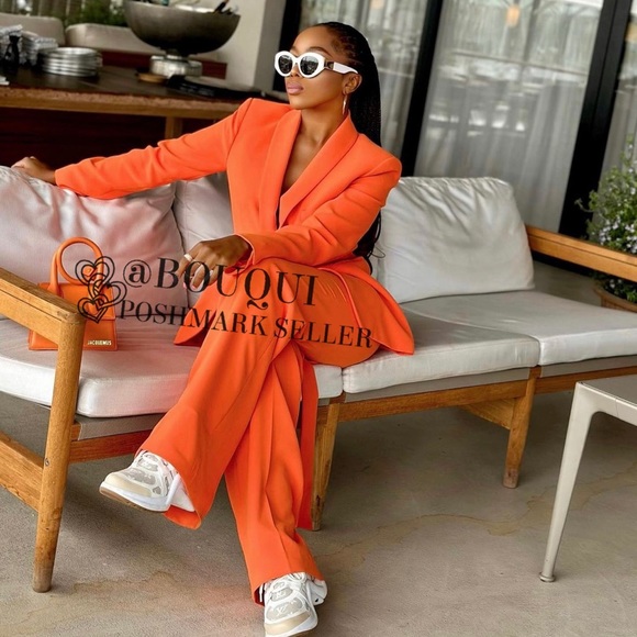 BLOGGERS FAV ZARA ORANGE BELTED TUXEDO COLLAR BLAZER - Picture 8 of 14